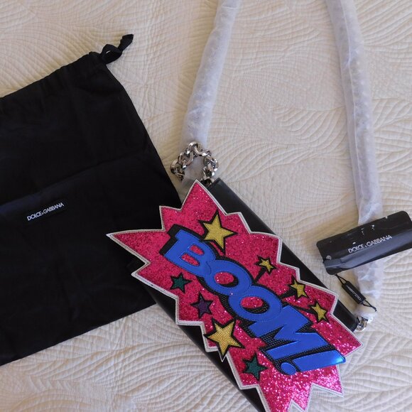 NWT Dolce & Gabbana leather Fourth of July Boom Fireworks clutch shoulder bag - Picture 14 of 16
